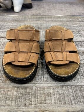 Men's Brown Leather Fisherman Slide Sandals